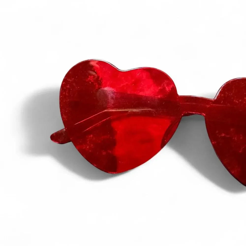 Heart Shaped Bright Red Y2K 90s Summer Pool Party Vibes Sunglasses — One Size